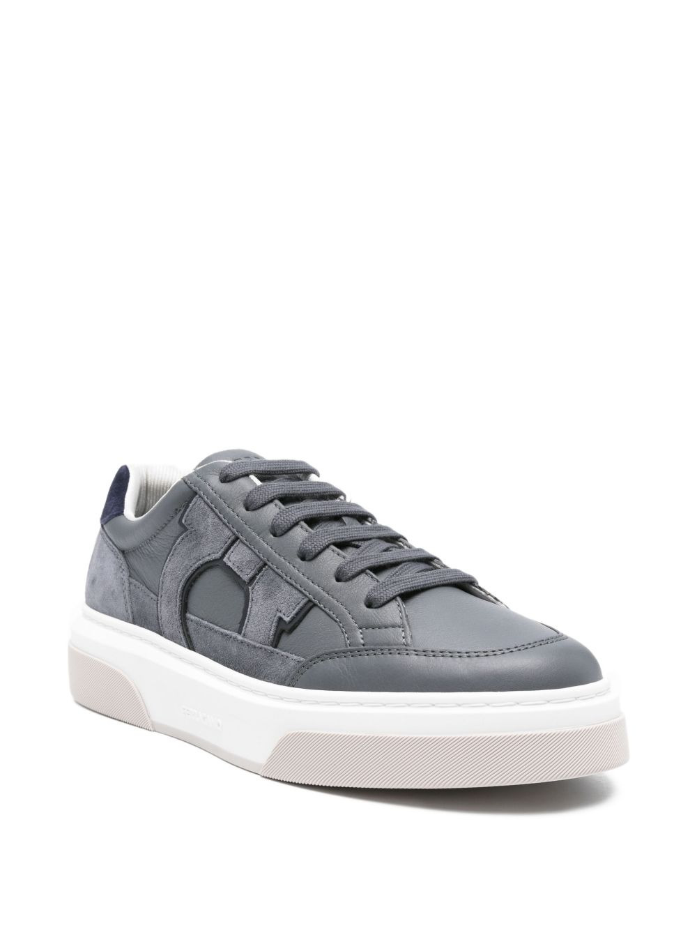 leather logo sneakers - 2