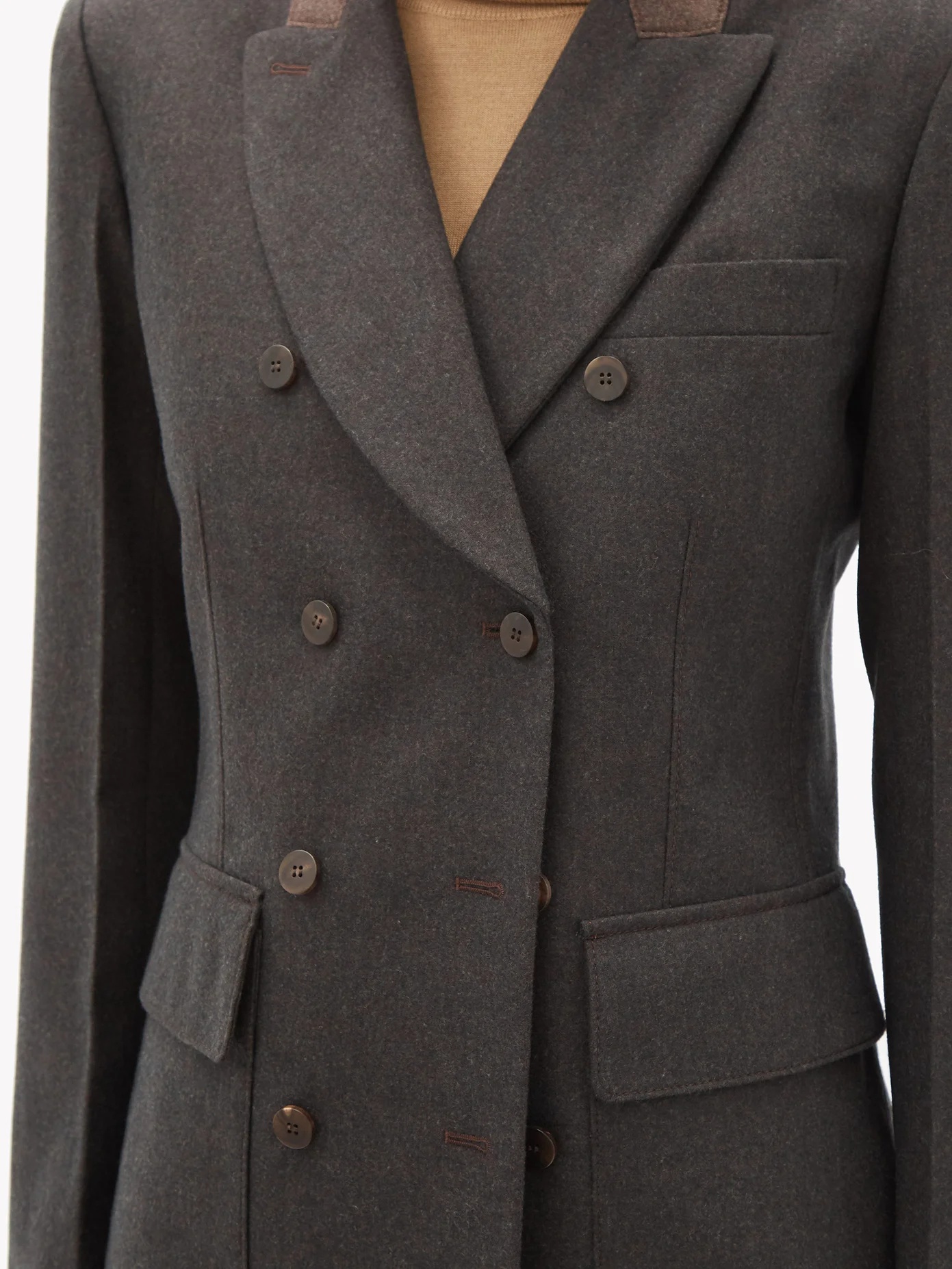 Double-breasted longline wool-blend blazer - 4