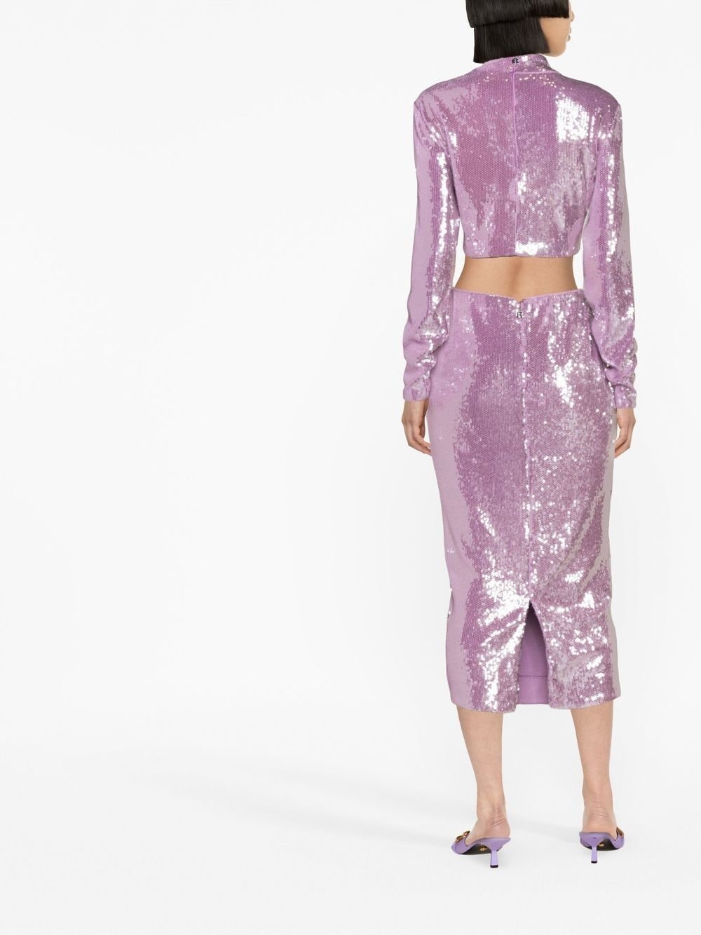 sequin-embellished crop top - 4