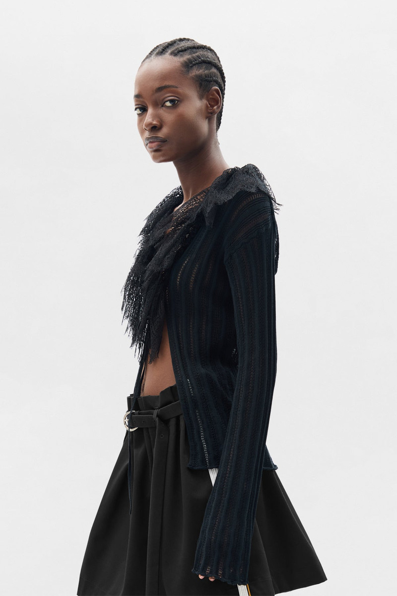Ann Demeulemeester Nya Open Rib Fitted Cardigan outlook