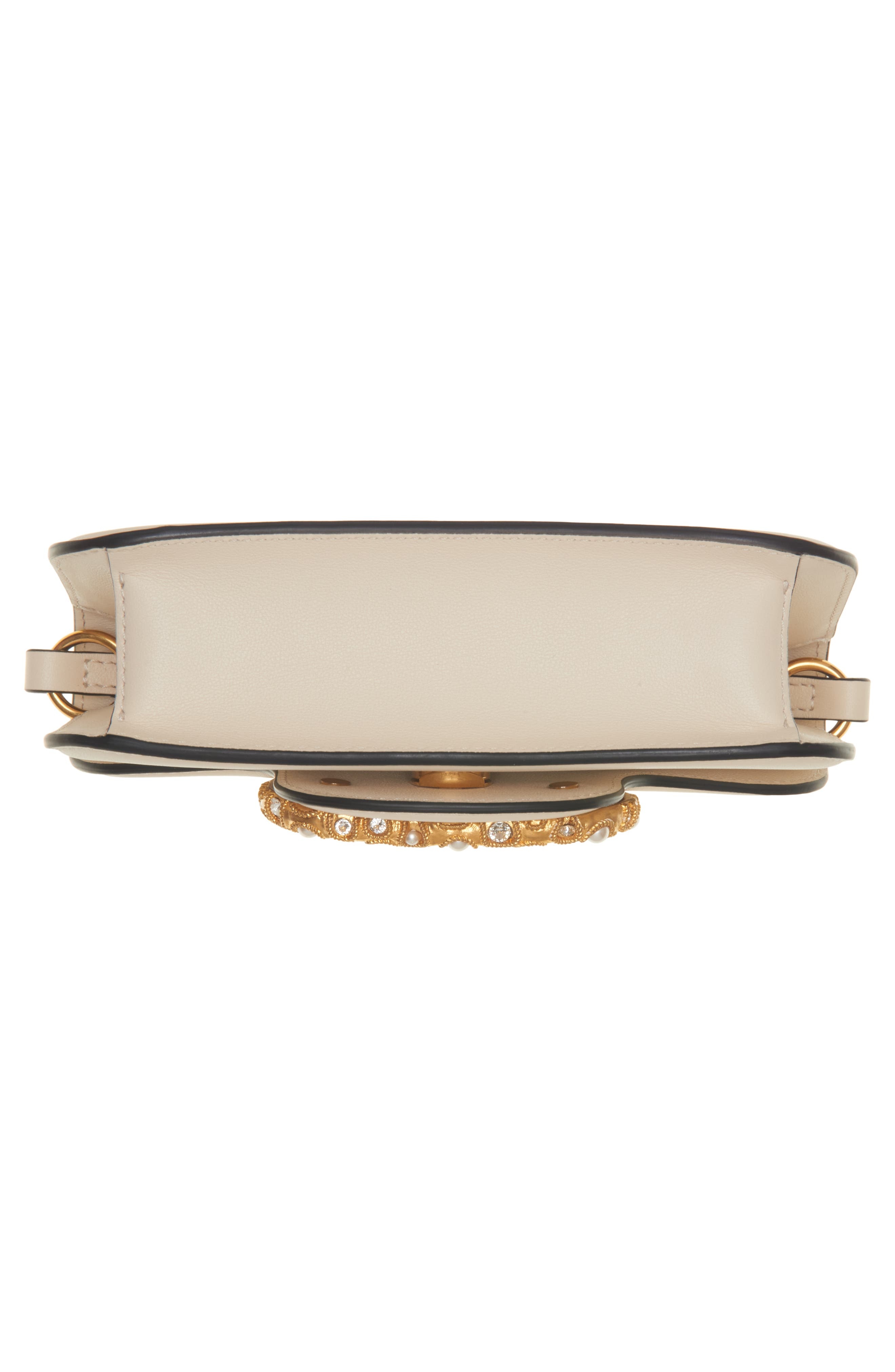 Valentino Garavani Small Locò Leather Shoulder Bag in Light Ivory/Cream Crystal at Nordstrom - 8