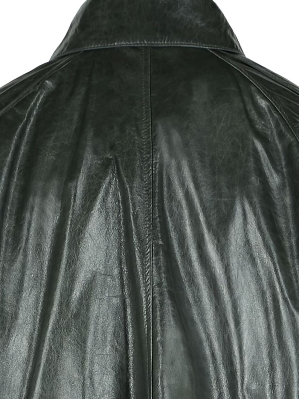 pointed-collar double-breasted leather jacket - 4