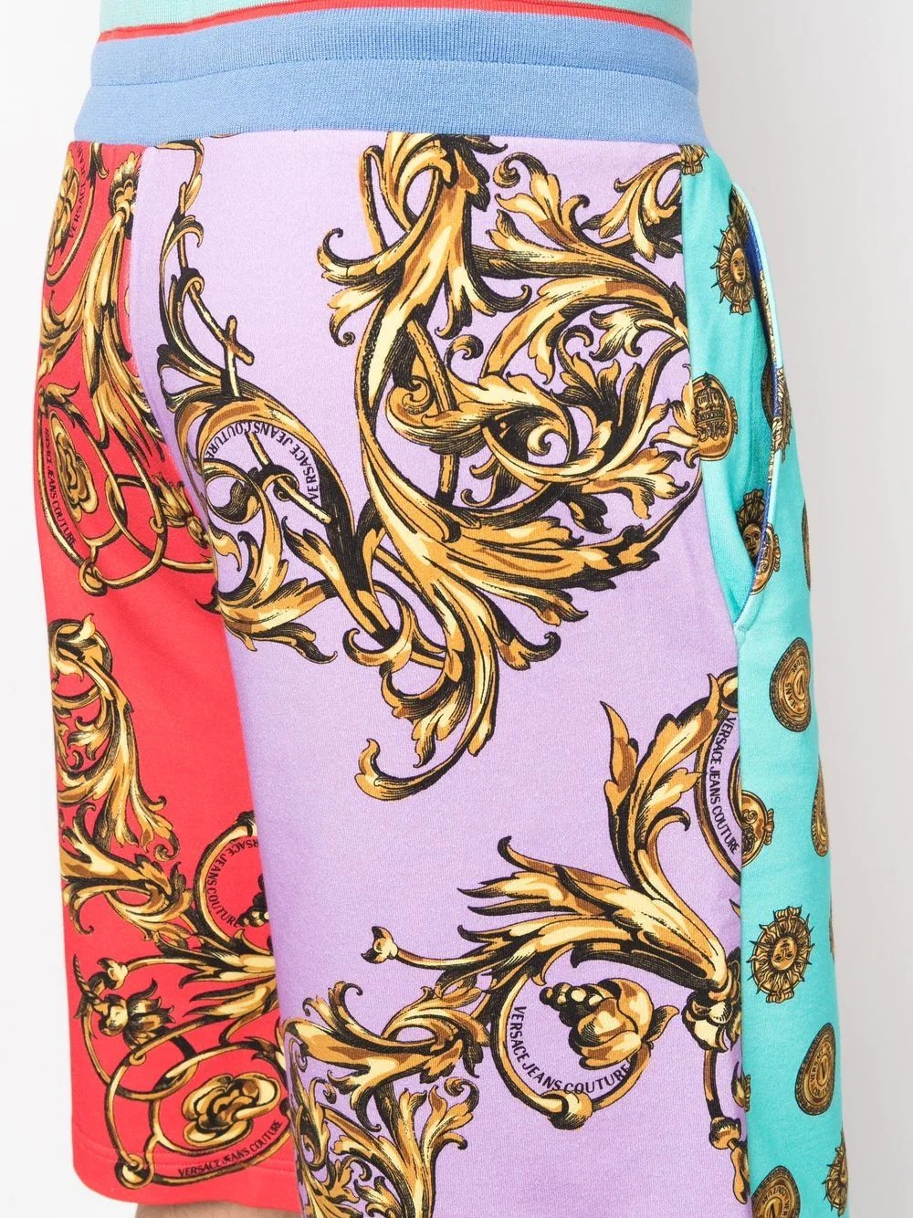 baroque-print colour-block shorts - 5