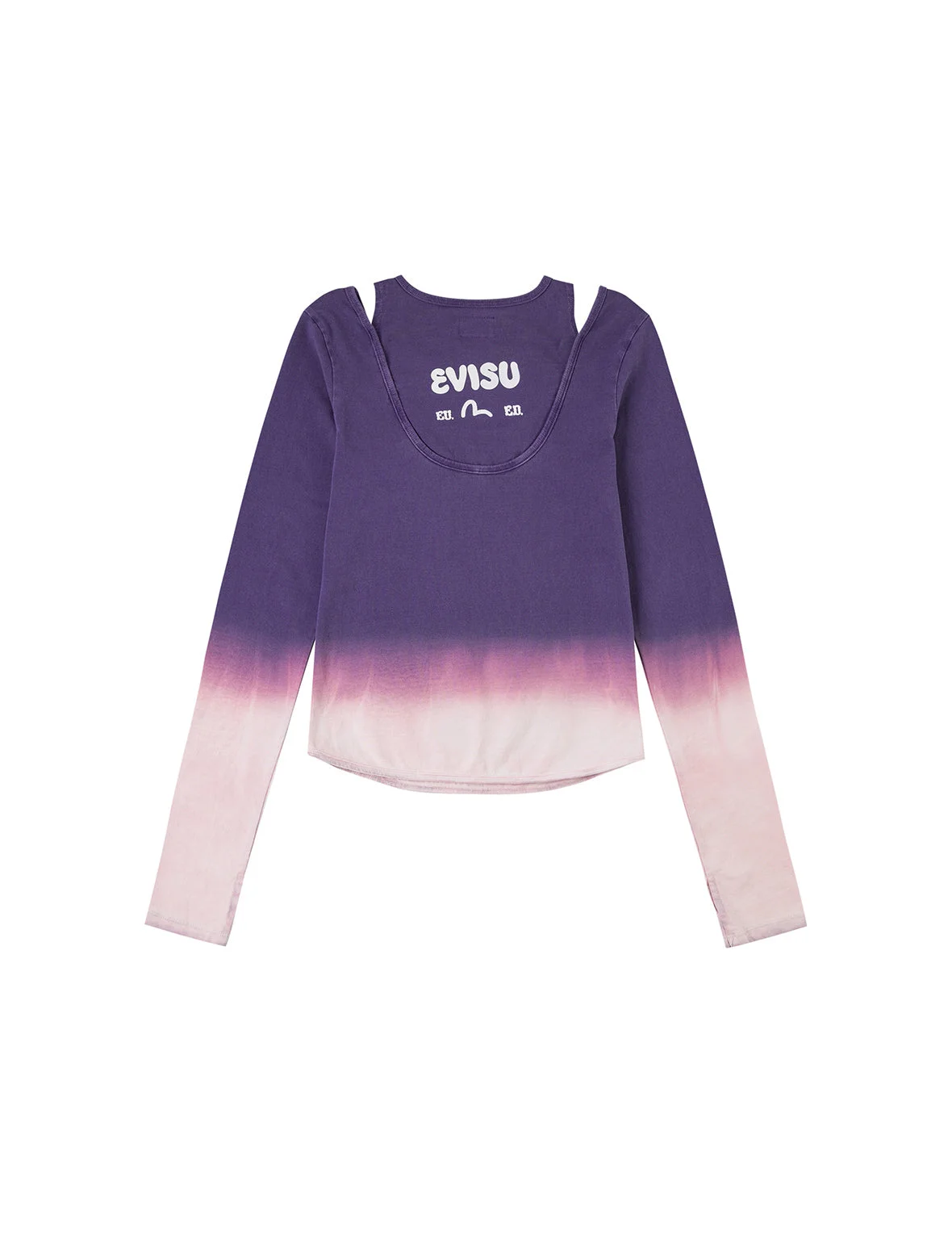 Logo Print and Gradient Tie-dye Regular Fit 2-in-1 Long-sleeve Top - 1