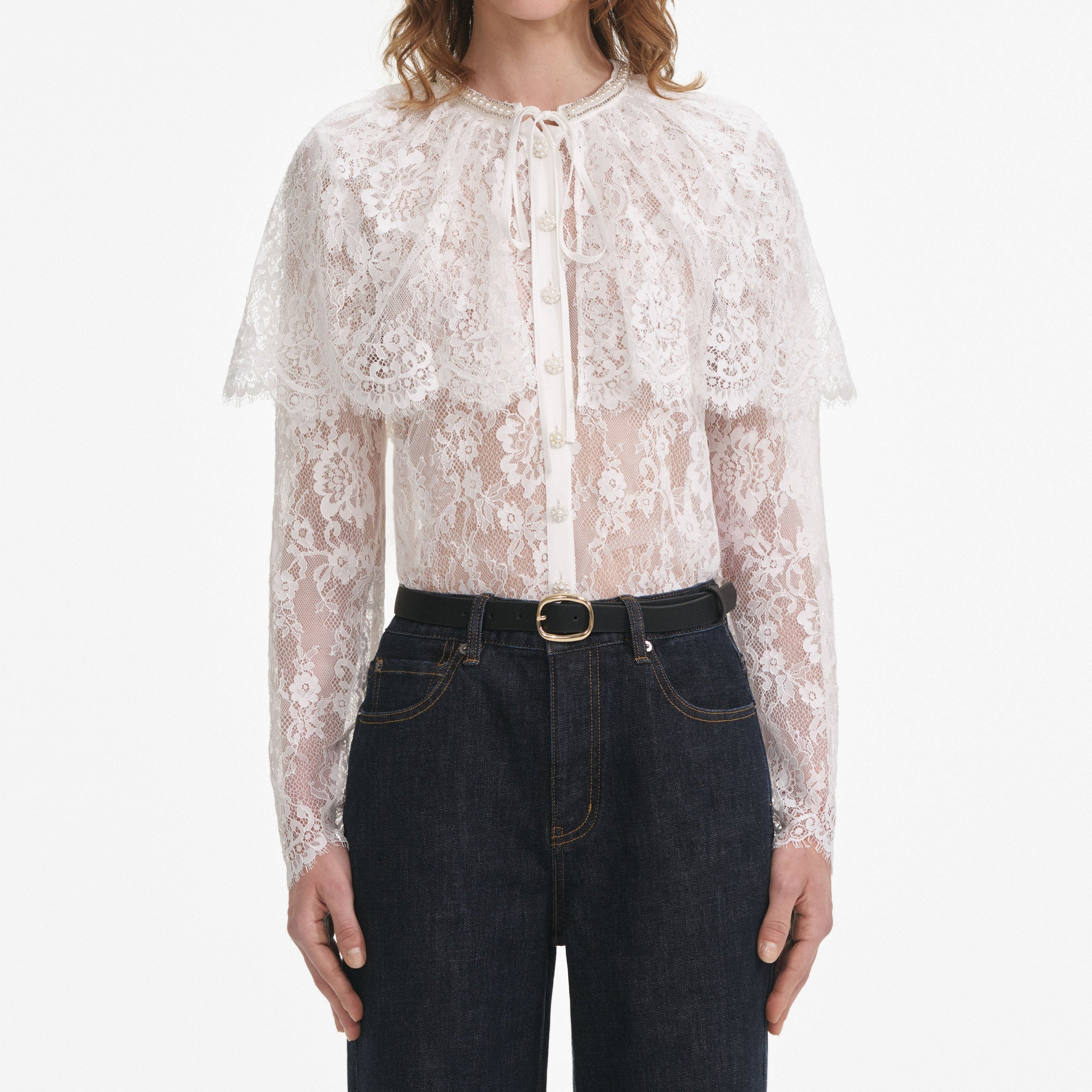 White Lace Cape Top - 4