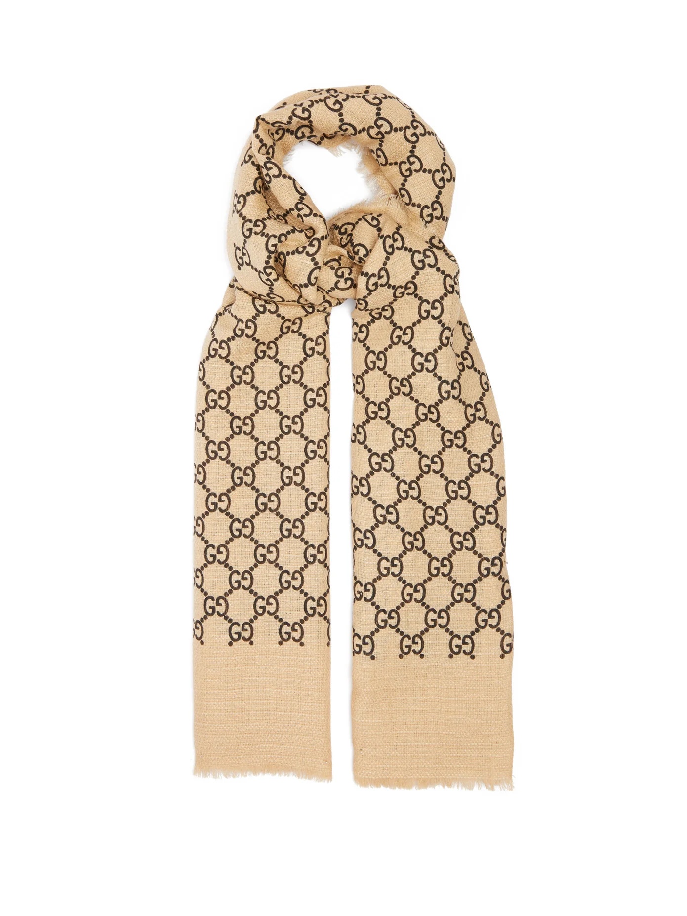 GG-print linen-blend scarf - 1