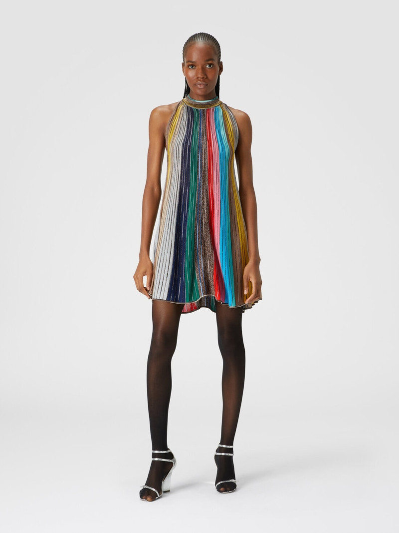 Missoni Sleeveless mini-dress in lamé pleated knit outlook