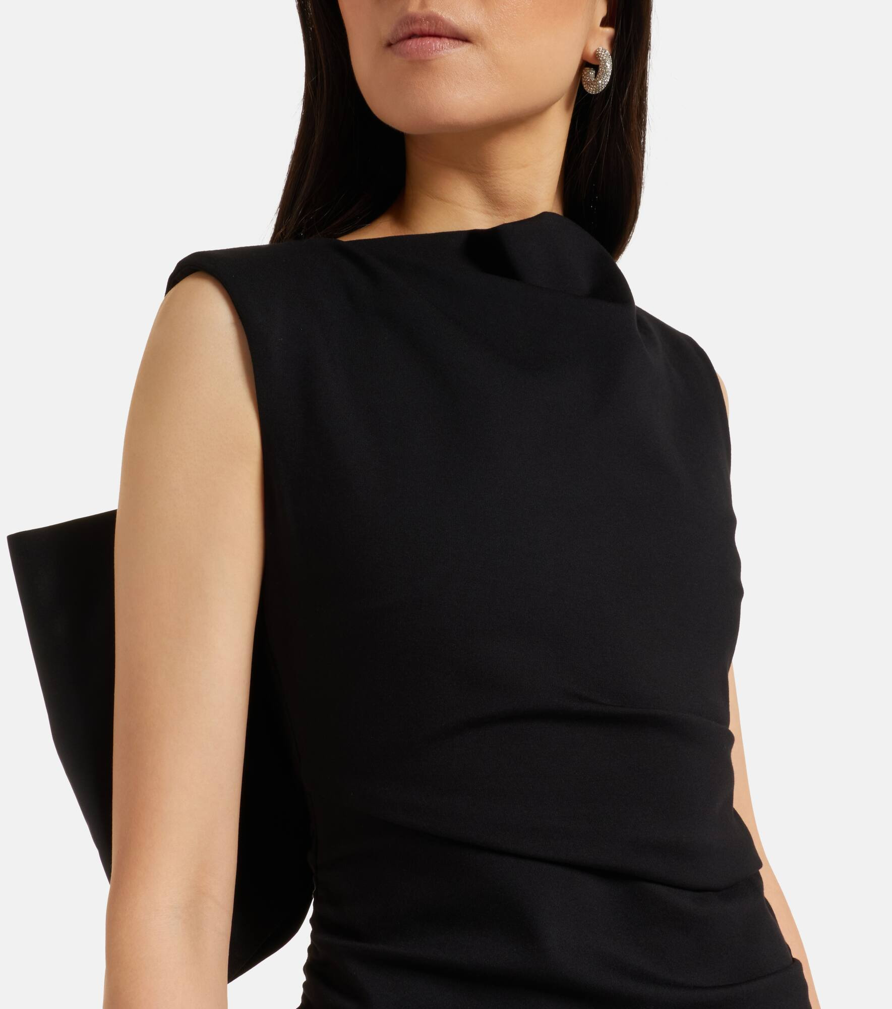 Bow-detail ruched satin-trimmed midi dress - 4