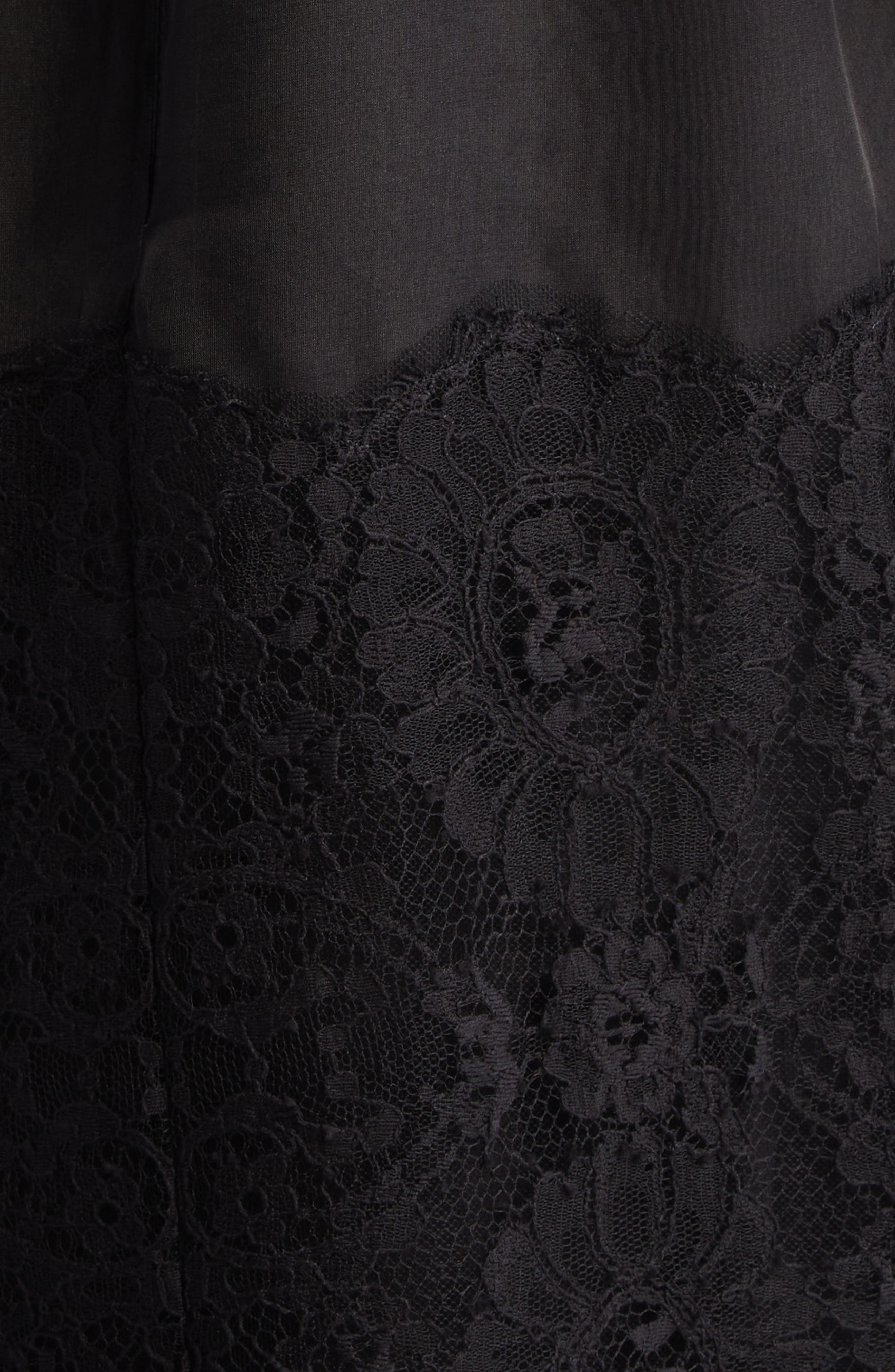 Dolce&Gabbana Lace Paneled Long Sleeve Sheer Silk Blend Organza Dress in N0000 Nero at Nordstrom - 6