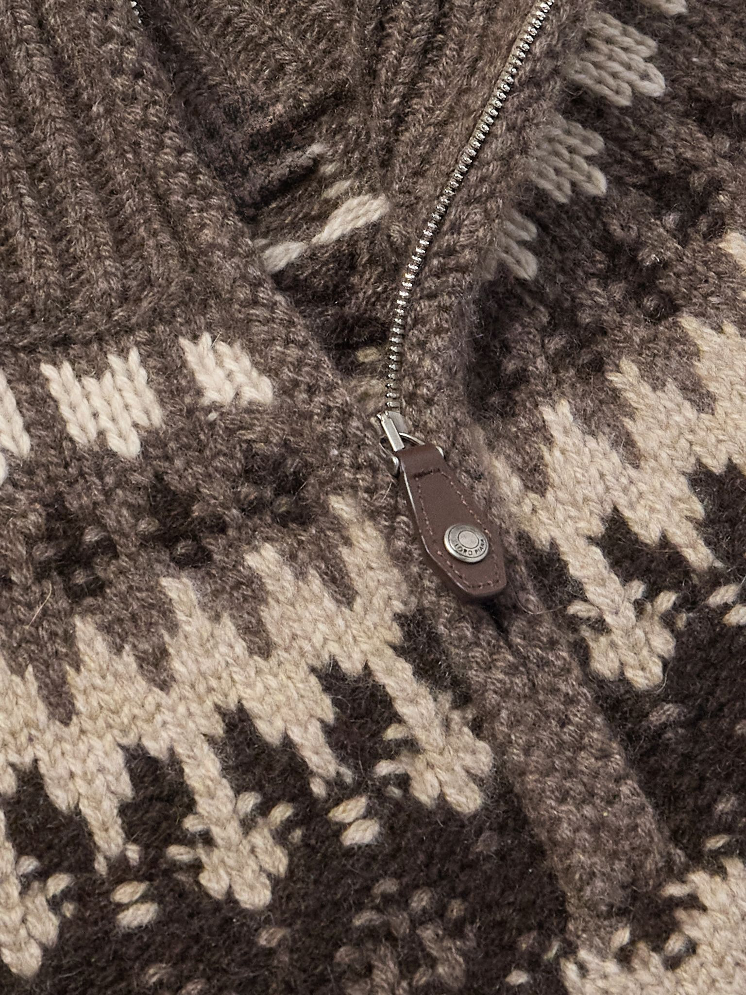 Fair Isle Cashmere and Silk-Blend Half-Zip Sweater Brown - 4