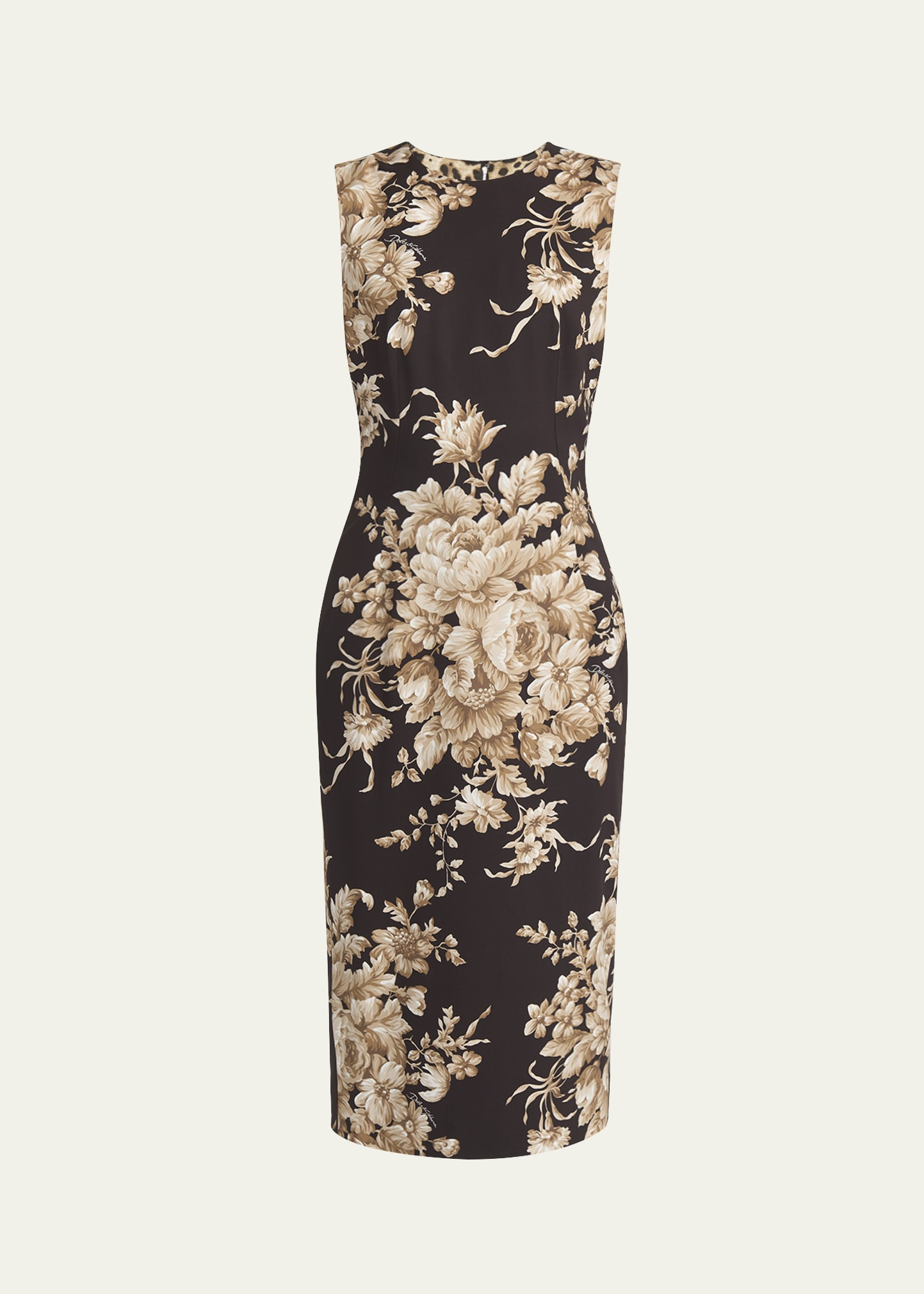 Rose Cretonne Charmeuse Sleeveless Midi Dress - 1