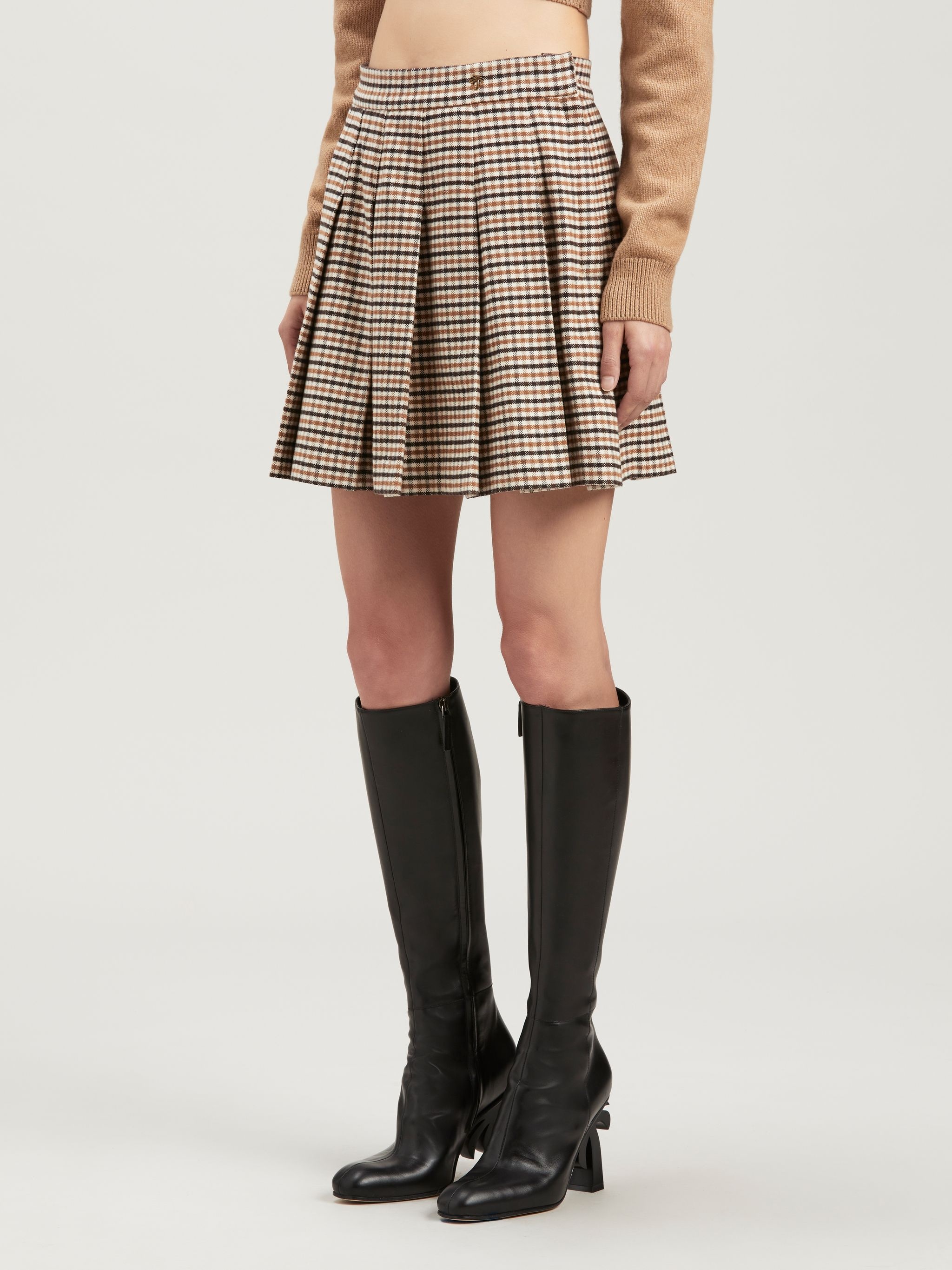 Micro Check Pleated Skirt - 4