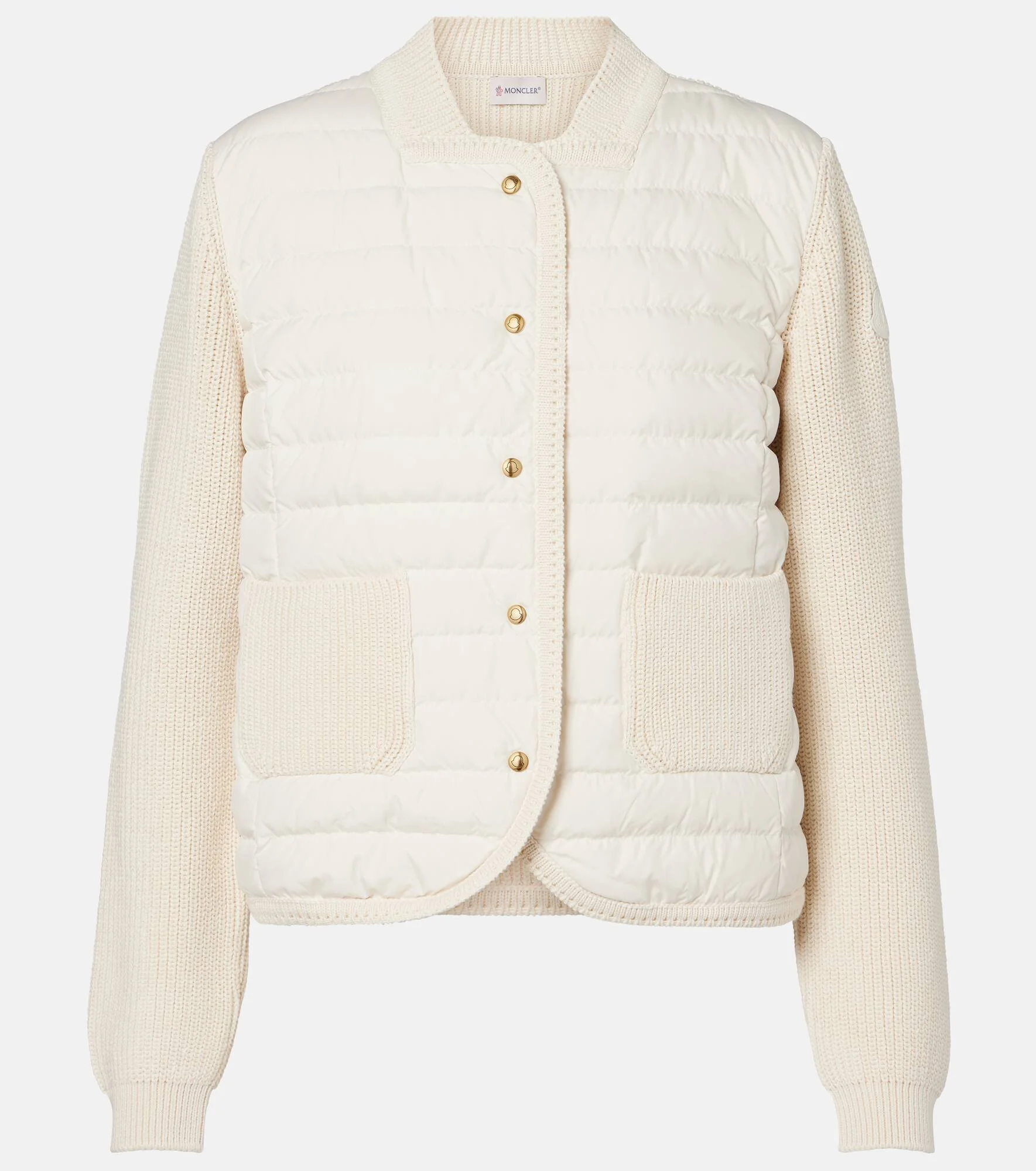 Down-paneled cotton cardigan - 1