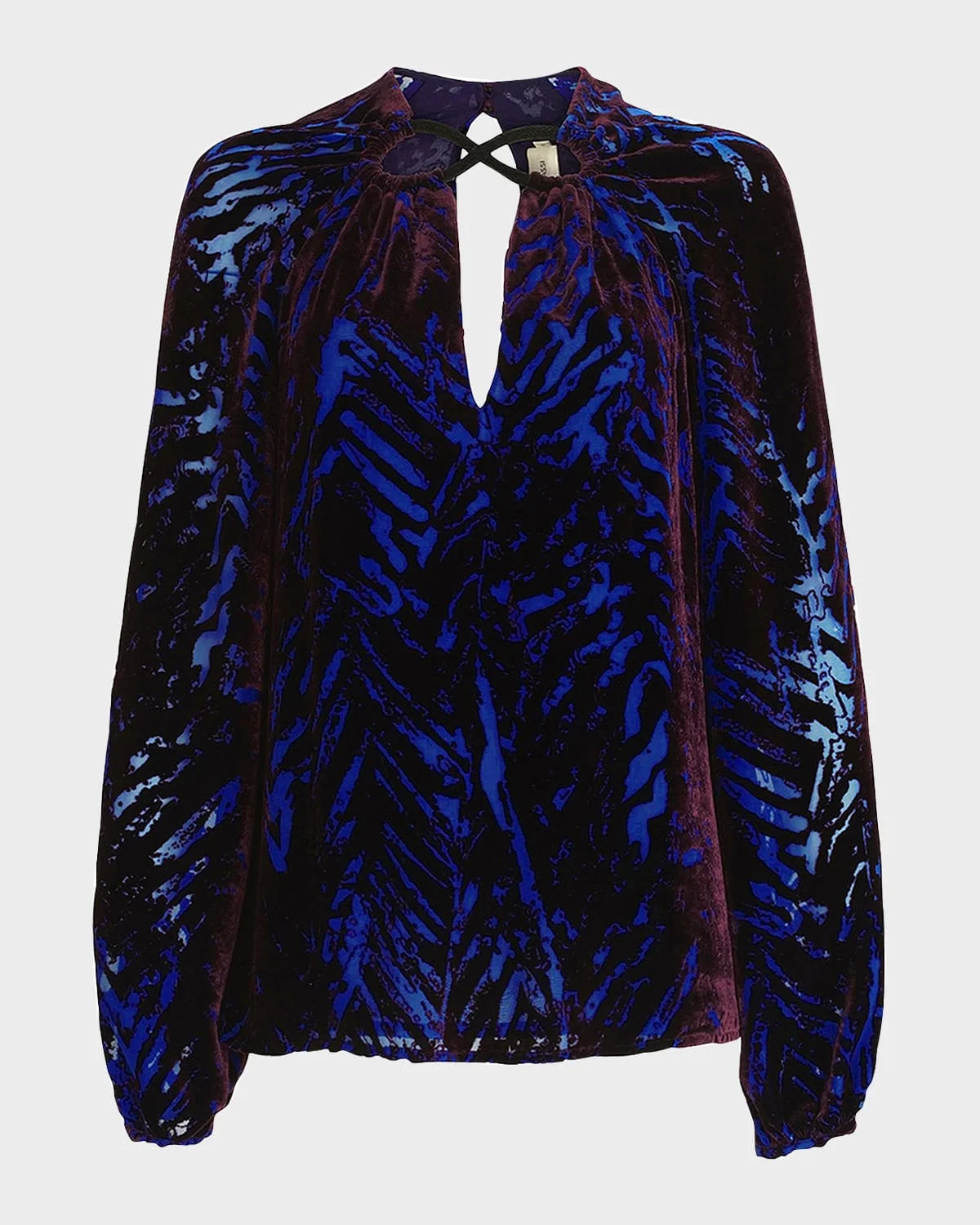 Ximena Velvet Burnout Long-Sleeve Blouse - 1