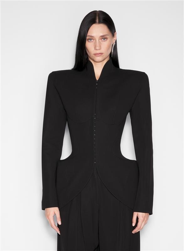 MUGLER black hook & eye sculptural jacket | REVERSIBLE