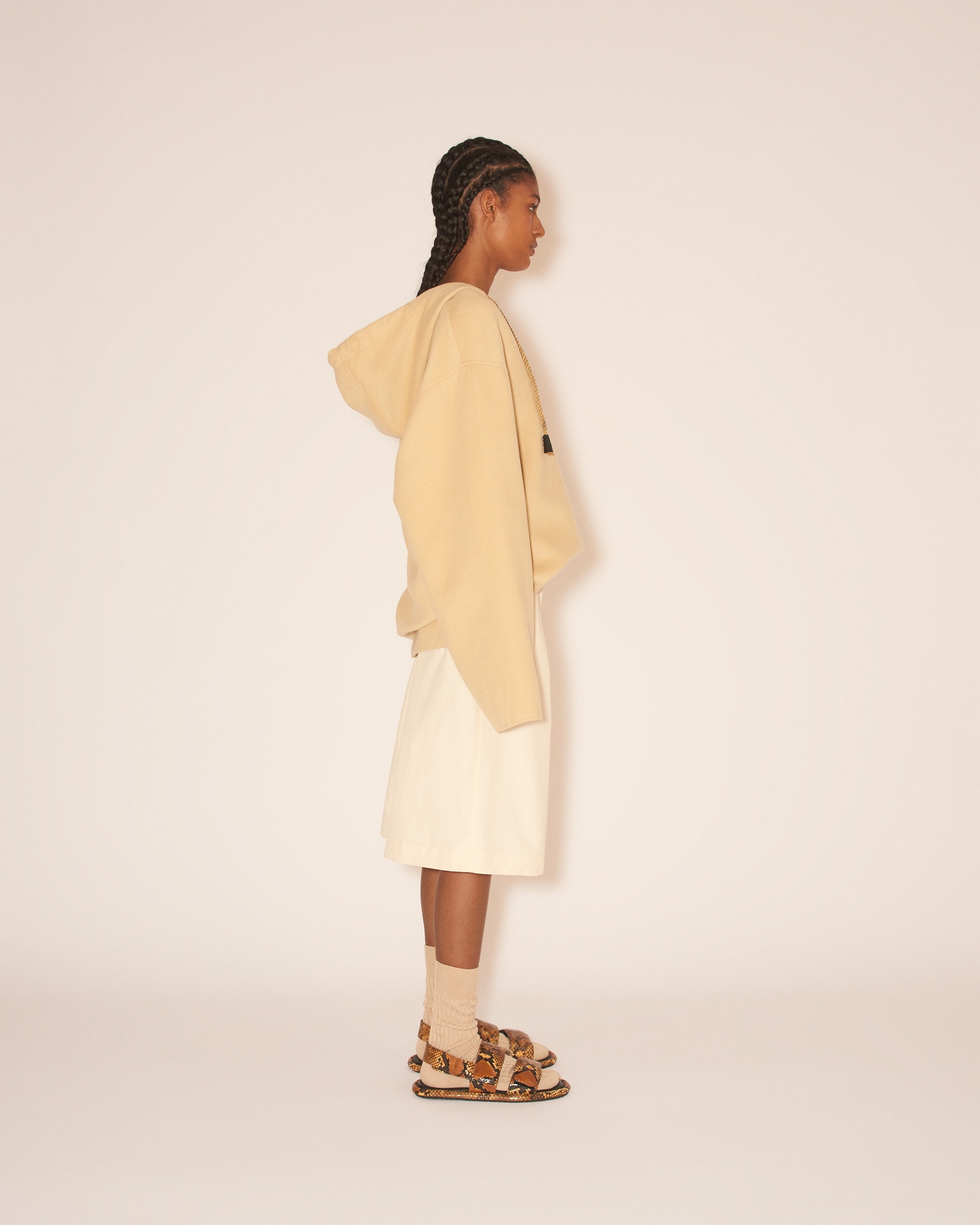 MOSHE - Light double wool smock - Creme - 3