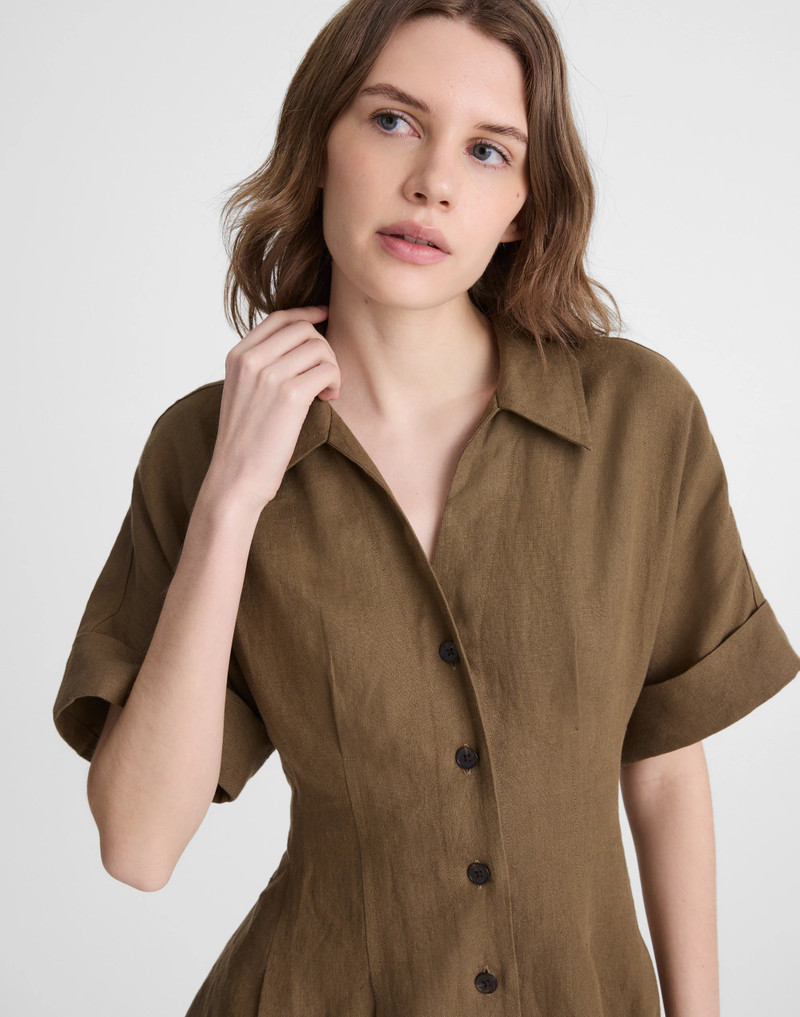 The Perry Mini Shirtdress in 100% Linen 6