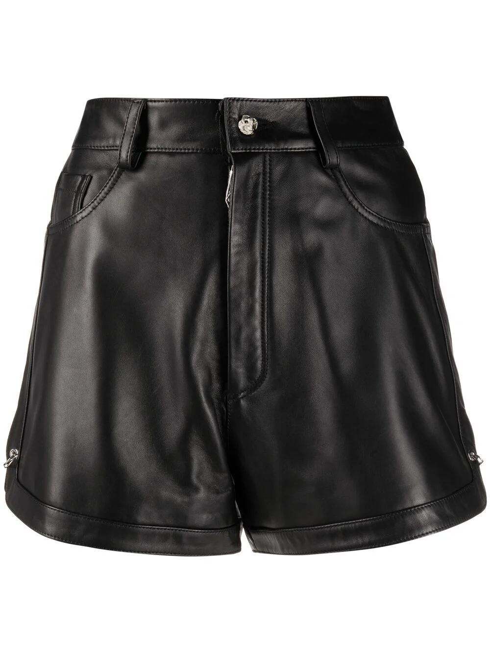 pin-embellished leather shorts - 1
