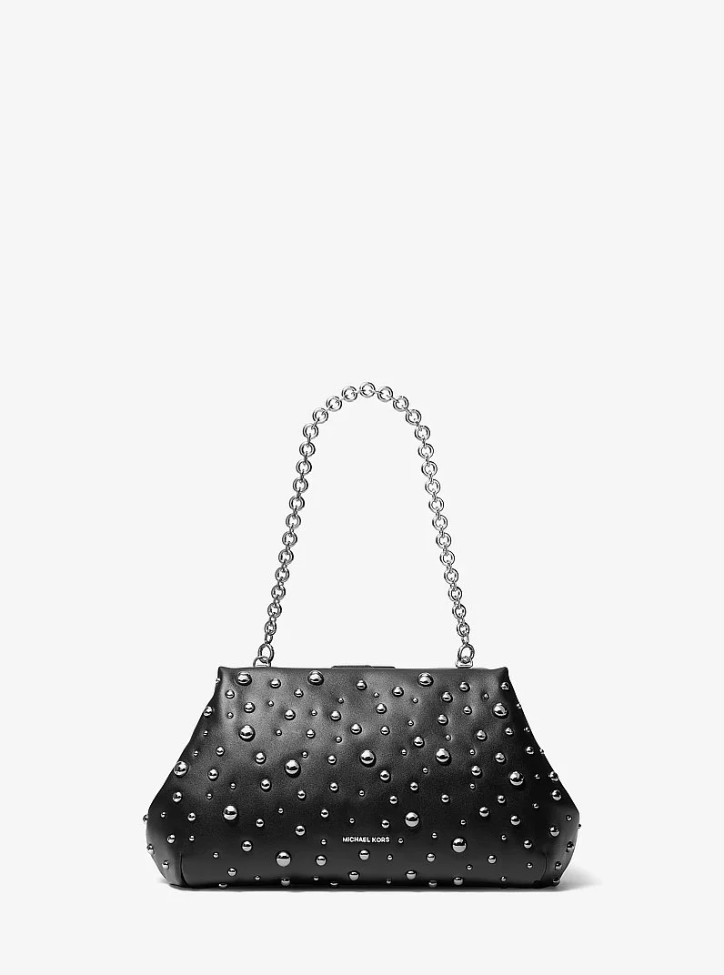 Goldie Large Studded Leather Clutch - 1
