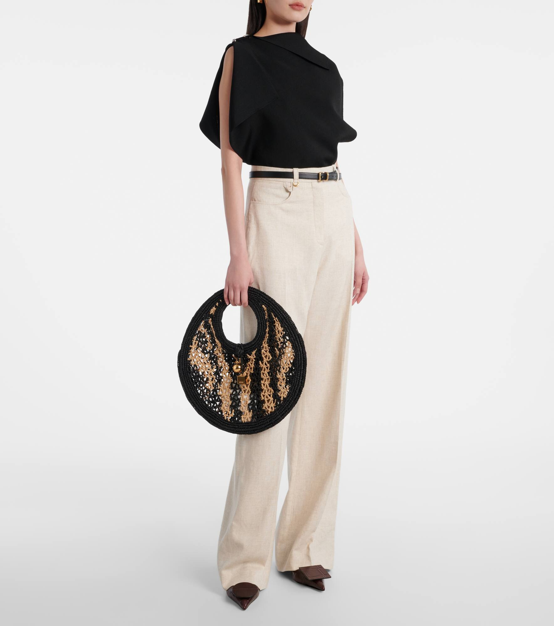 Spiaggia Small raffia shoulder bag - 5