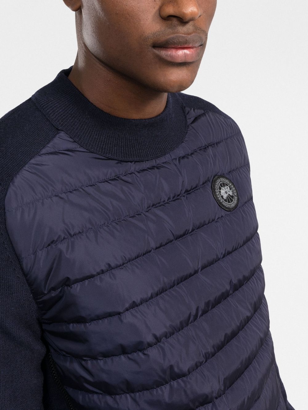 quilted-panel down sweatshirt - 5