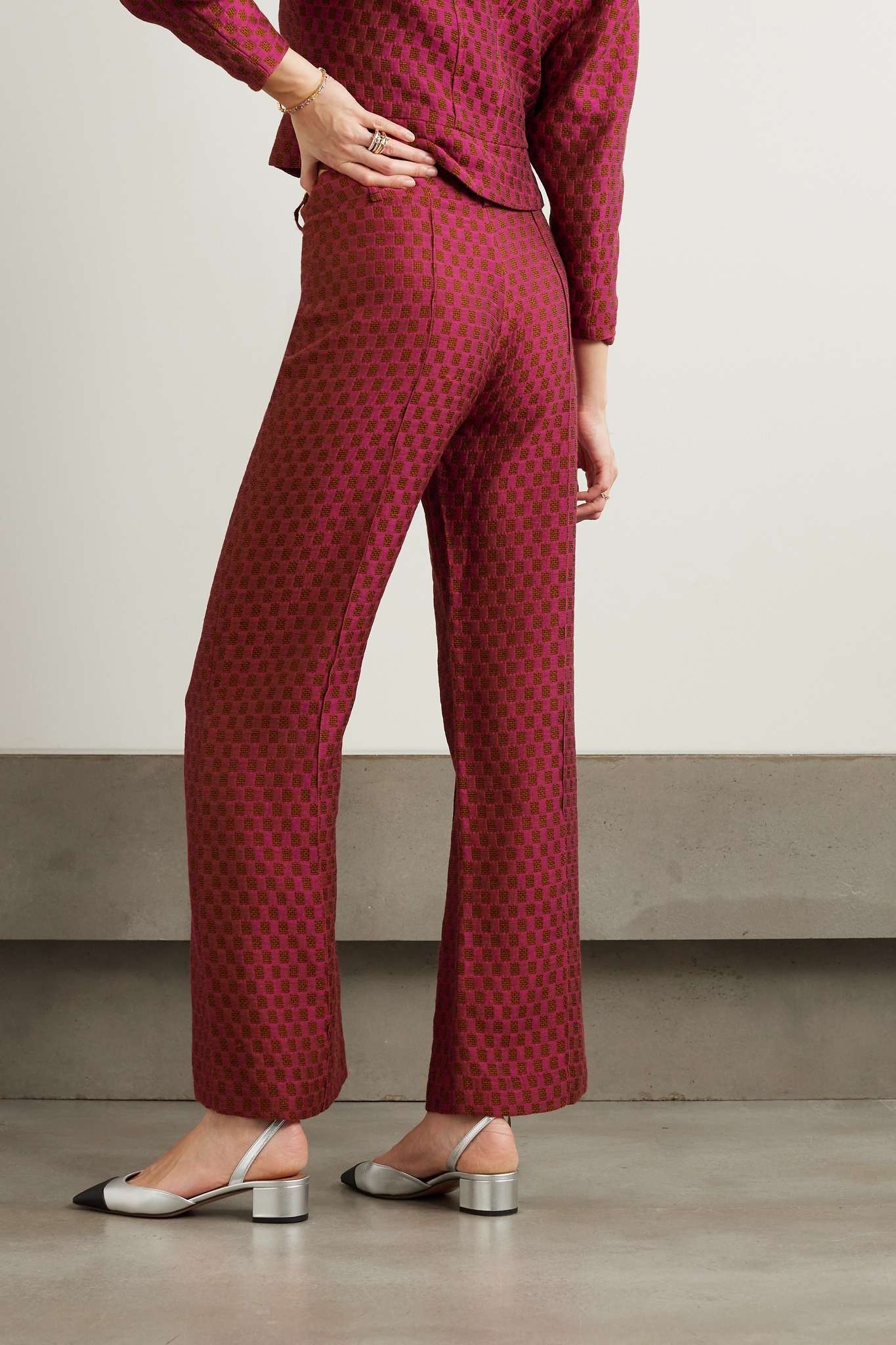 Yoshi jacquard wide-leg pants - 3