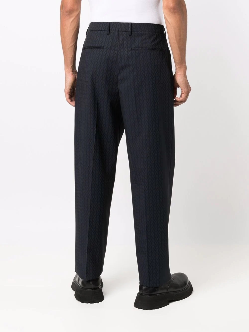 logo-jacquard tailored trousers - 4