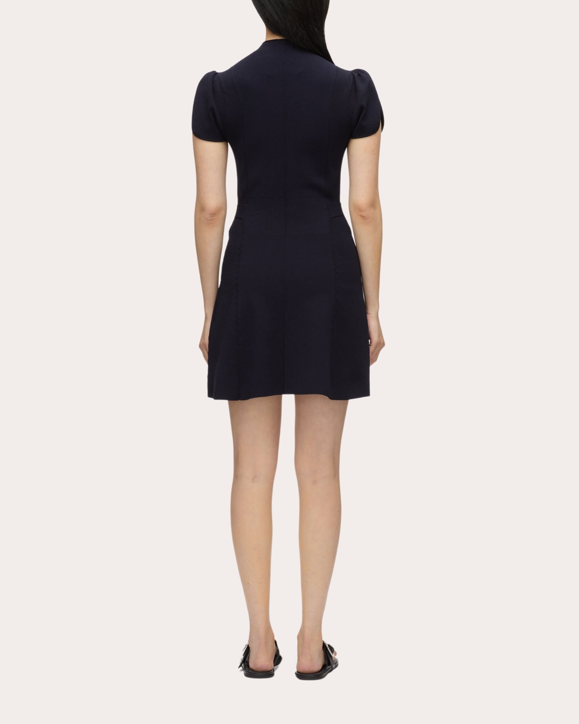 Compact Rib Tulip-Sleeve Mini Dress - 2