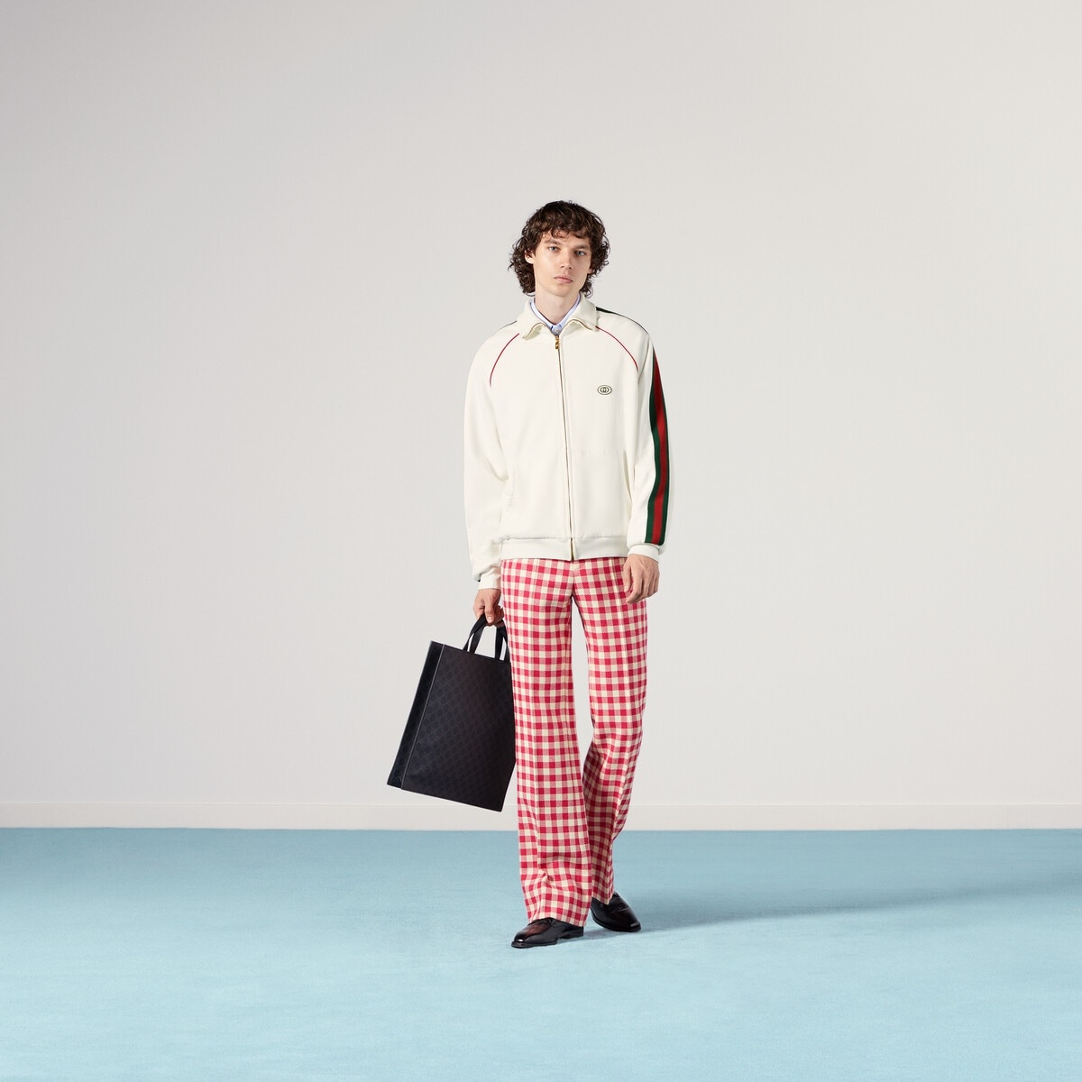 Jersey zip-up sweatshirt with Web - 2