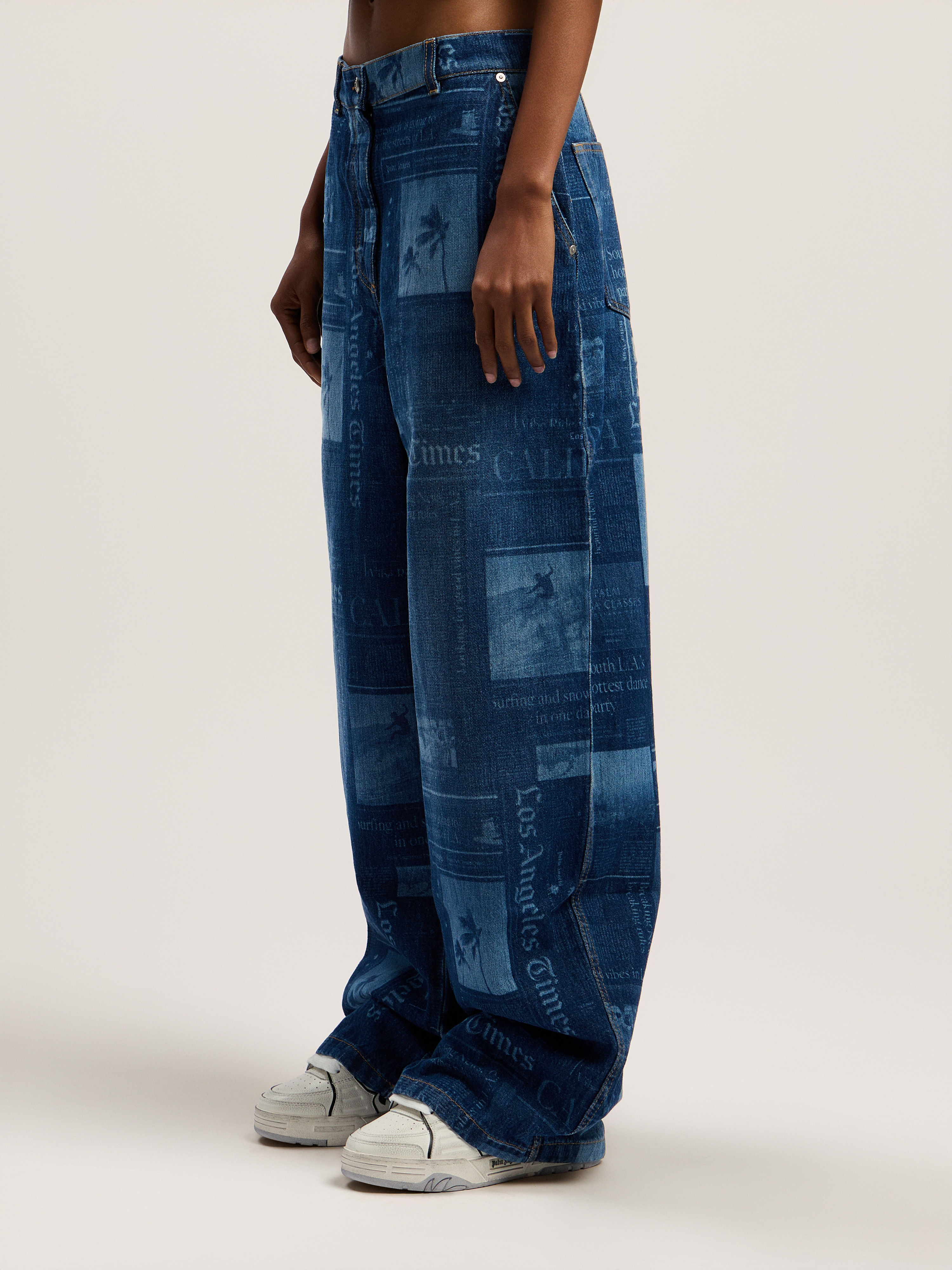 Newsprint Baggy Denim Pants - 4