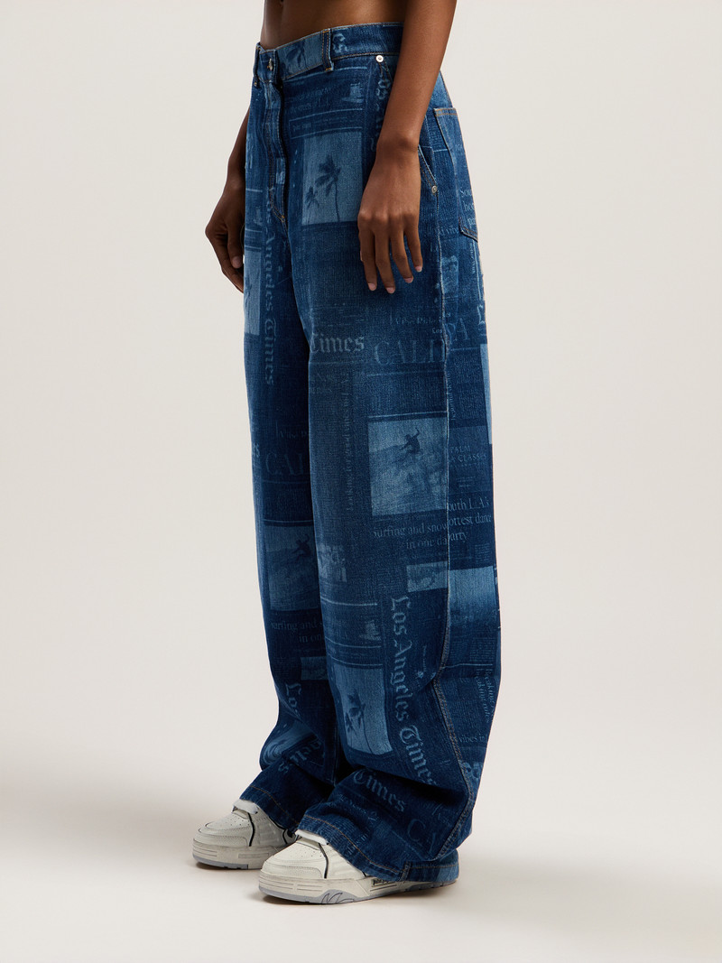 Newsprint Baggy Denim Pants 4