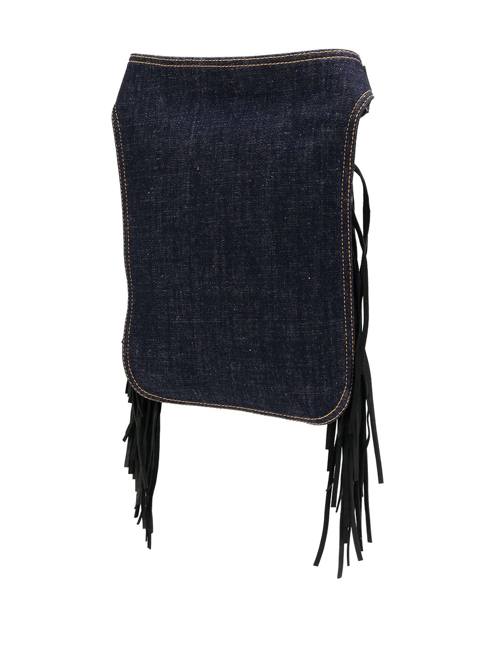 fringe denim shoulder bag - 3