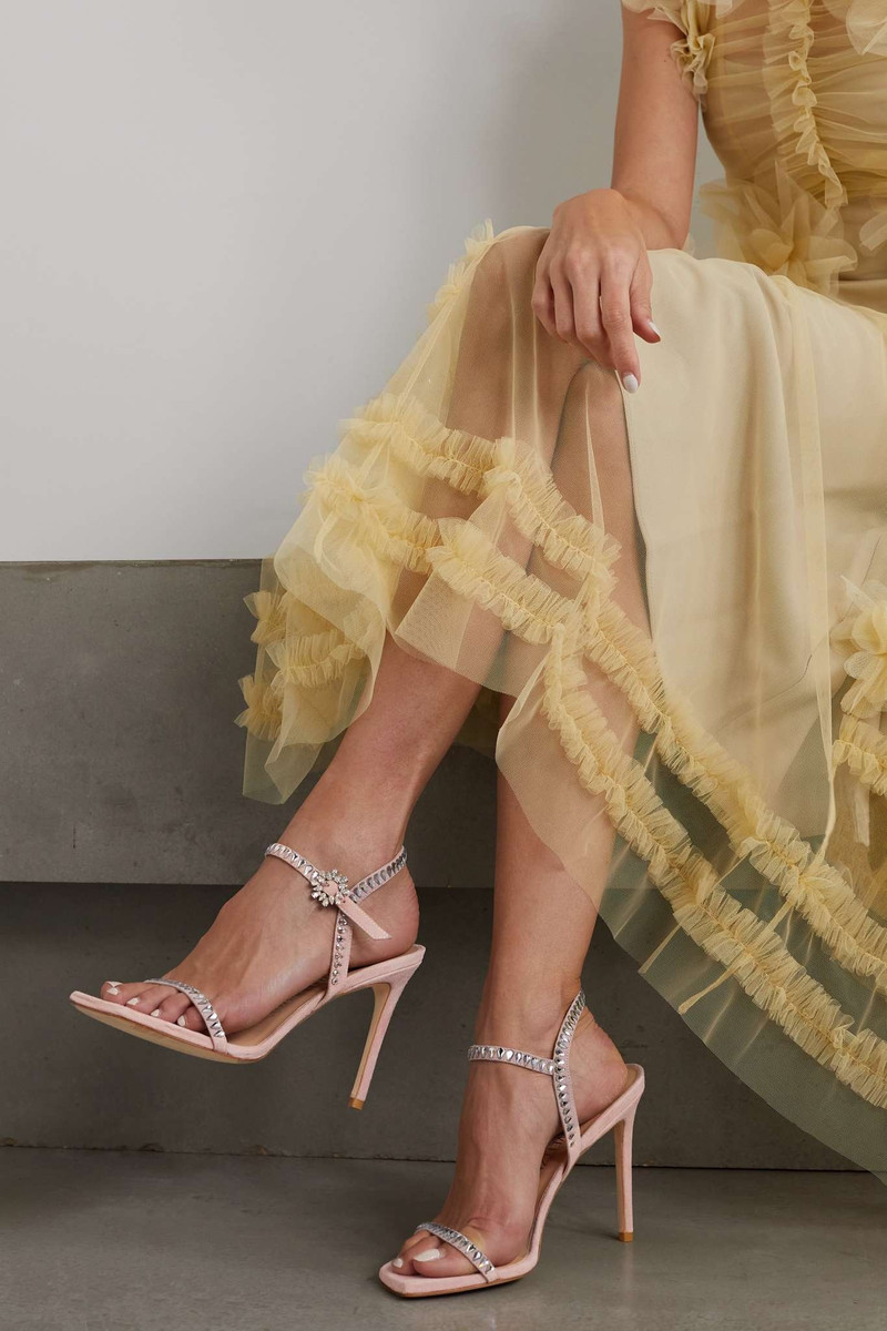 Stuart Weitzman Gemcut Swarovski crystal-embellished suede sandals outlook