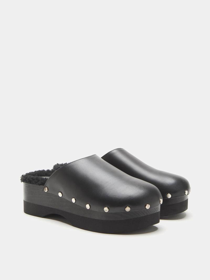 LE MONDE BÉRYL Clog / Black Leather Shearling outlook