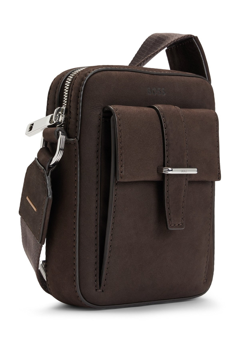 LEATHER REPORTER BAG WITH BRANDED TRIMS 5
