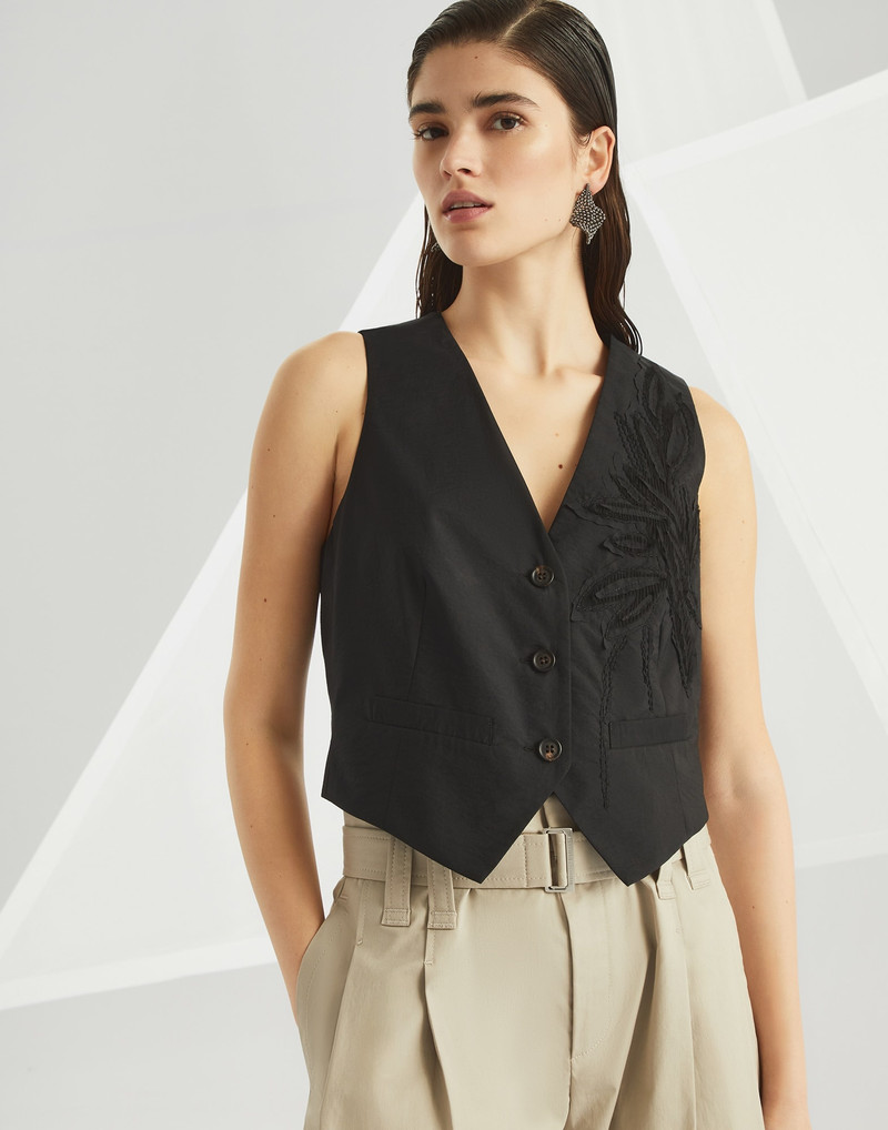 Techno cotton poplin vest 와 herbarium appliqué 과 monili 4
