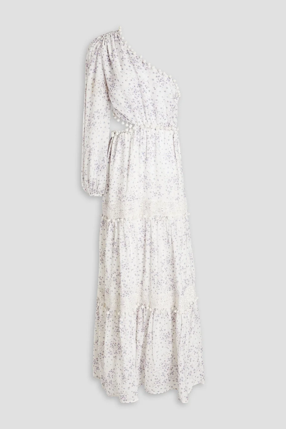 Olympia one-sleeve floral-print cotton-blend maxi dress - 1