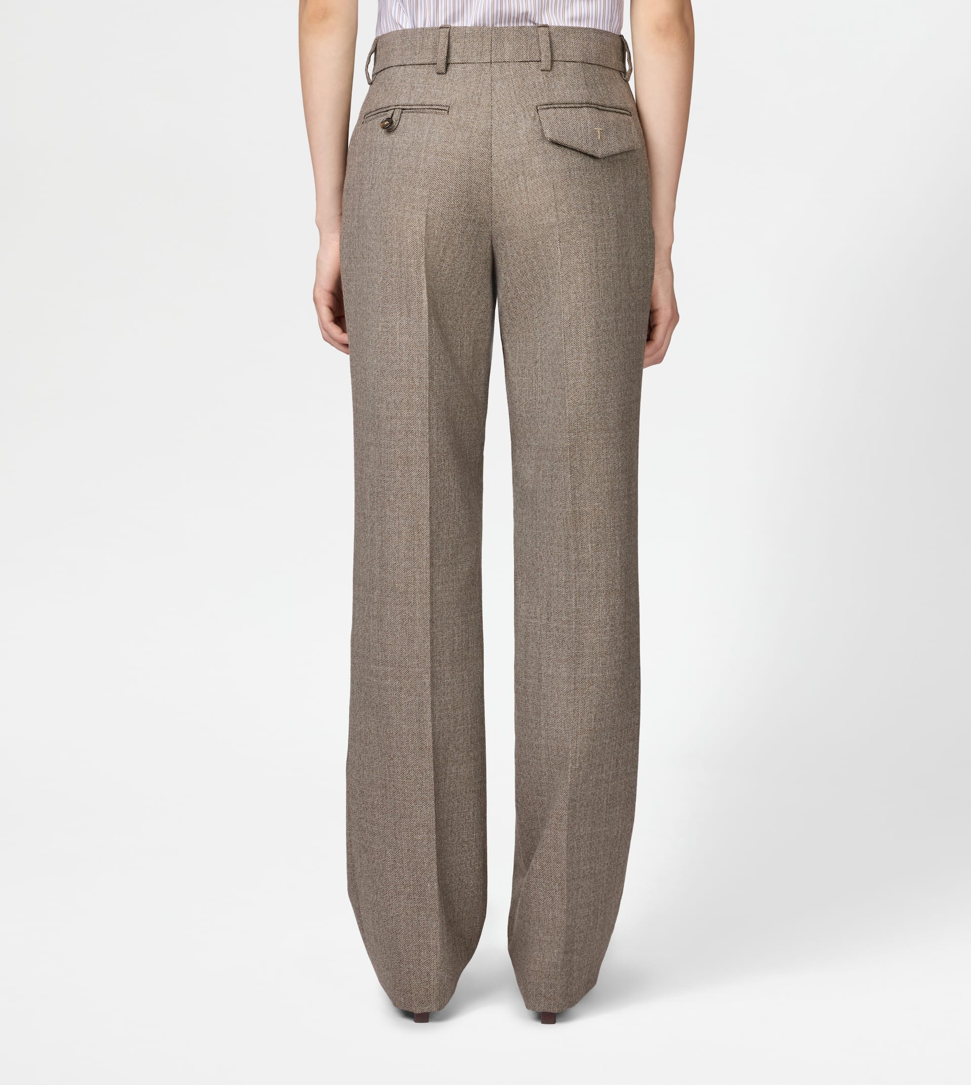 PANTS IN MOULINÉ WOOL - BROWN - 3