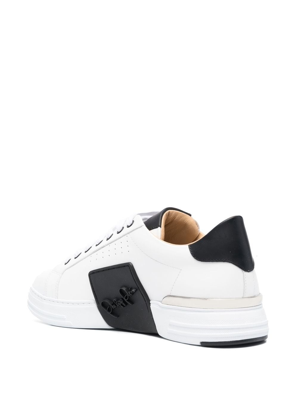 leather logo-patch sneakers - 3