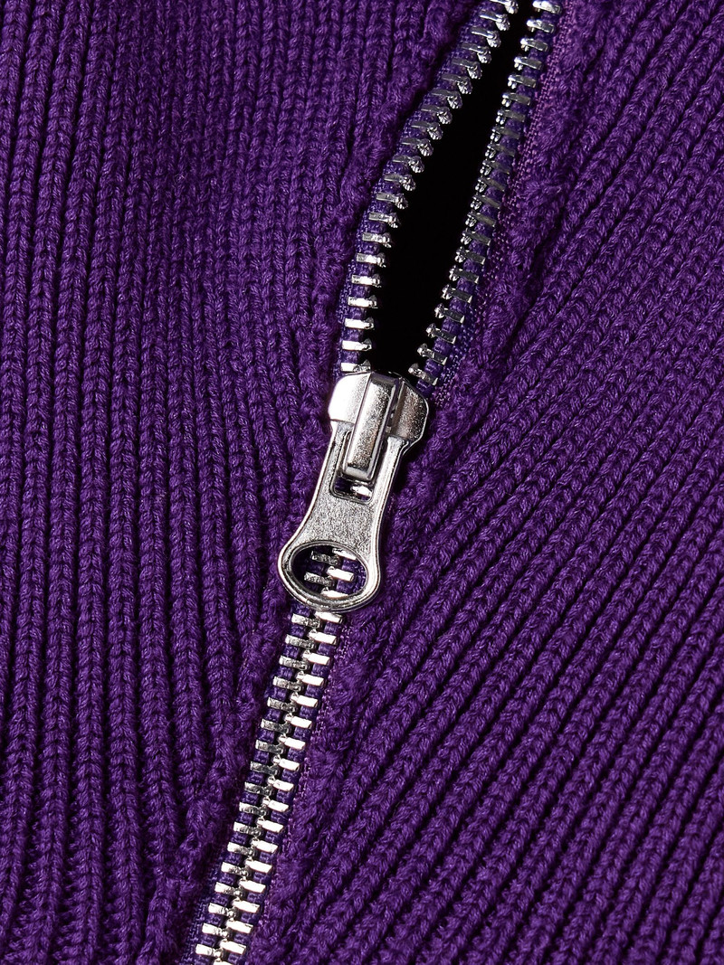 Chester ribbed cotton-blend half-zip sweater Purple 4