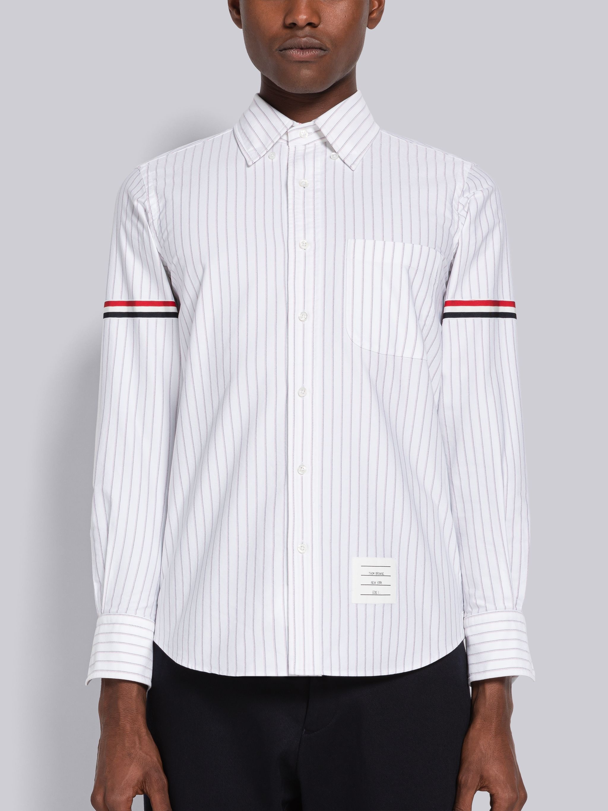 Shadow Pinstripe Oxford Armband Long Sleeve Shirt - 3