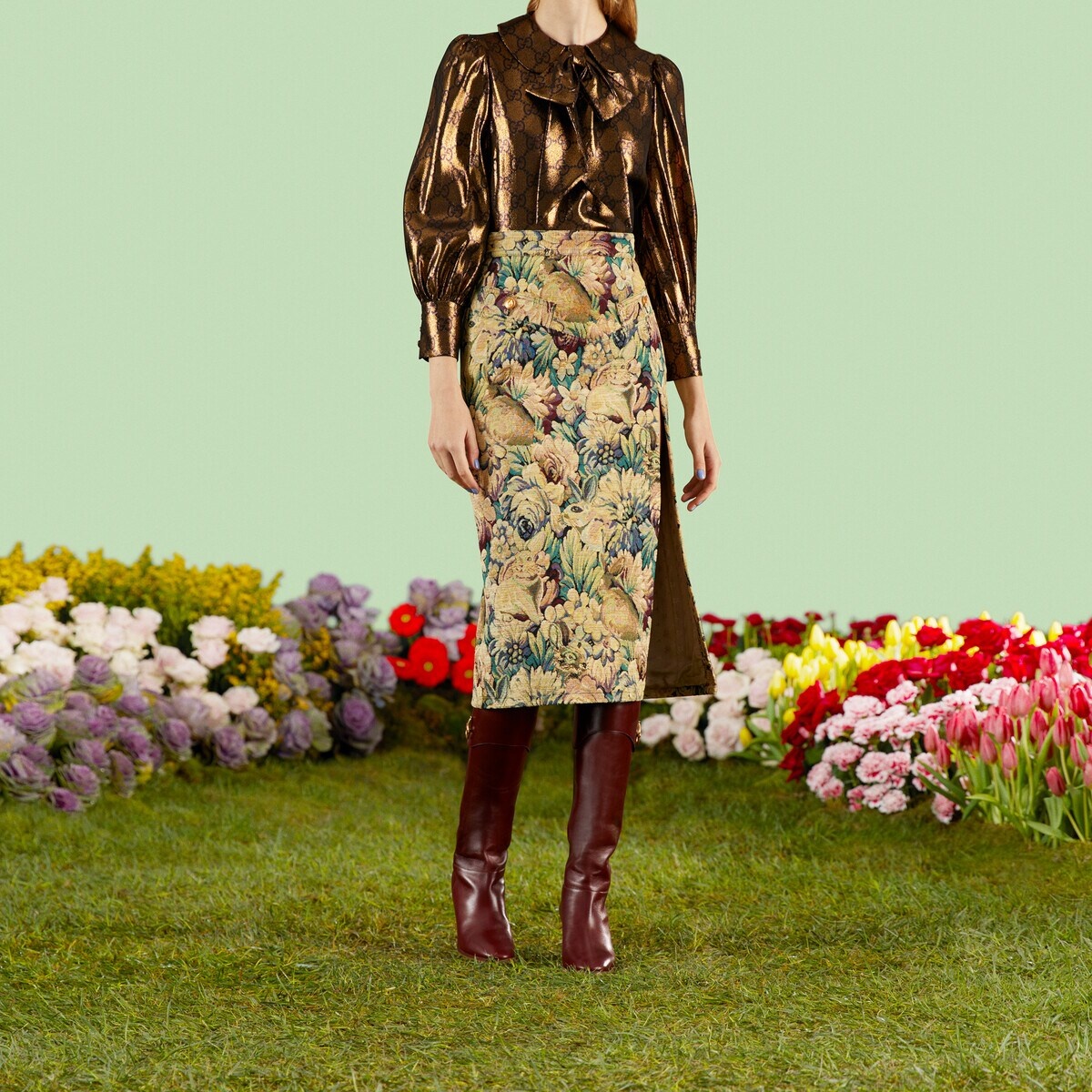 Bunny and flower jacquard skirt - 6