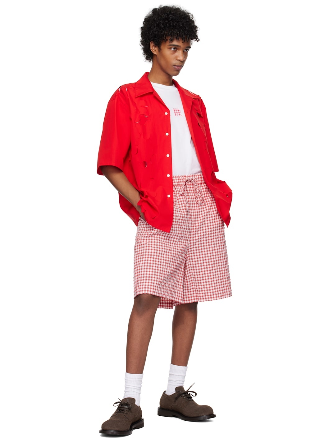 Red & White Gingham Shorts - 4