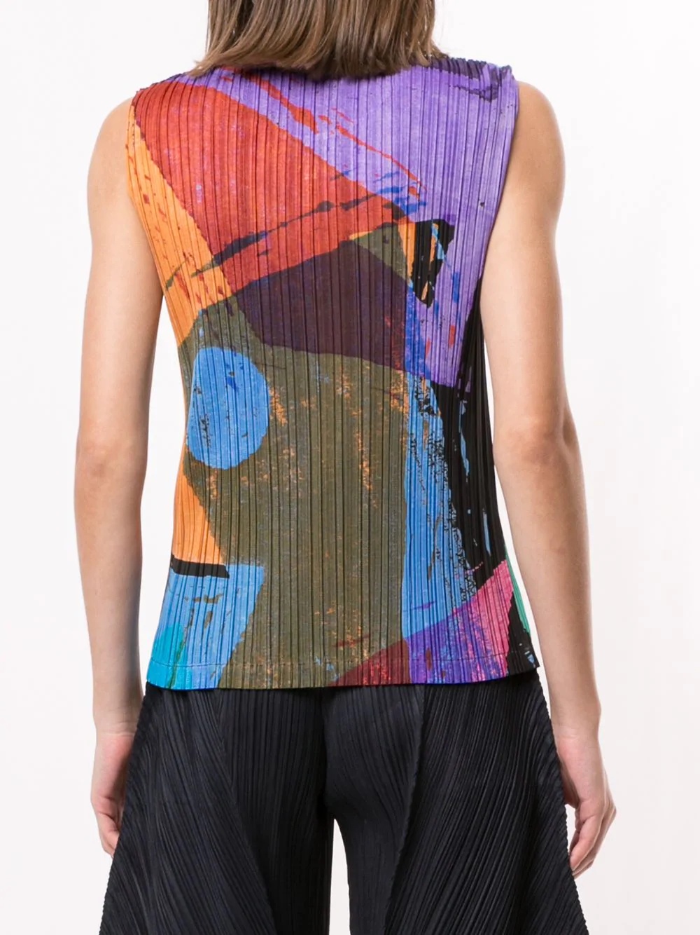 abstract print pleated tank top - 4