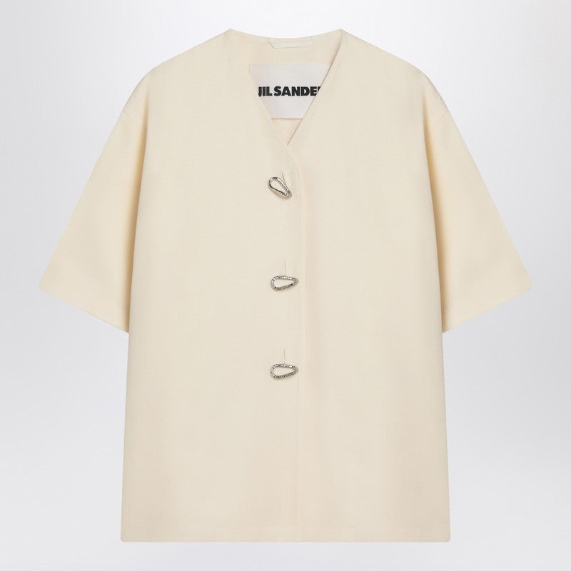 Jil Sander Ivory silk blend shirt jacket - 1