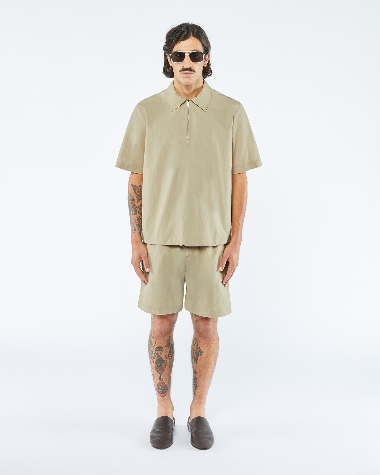 MARVIN - Tech-poplin polo shirt - Pebble - 2