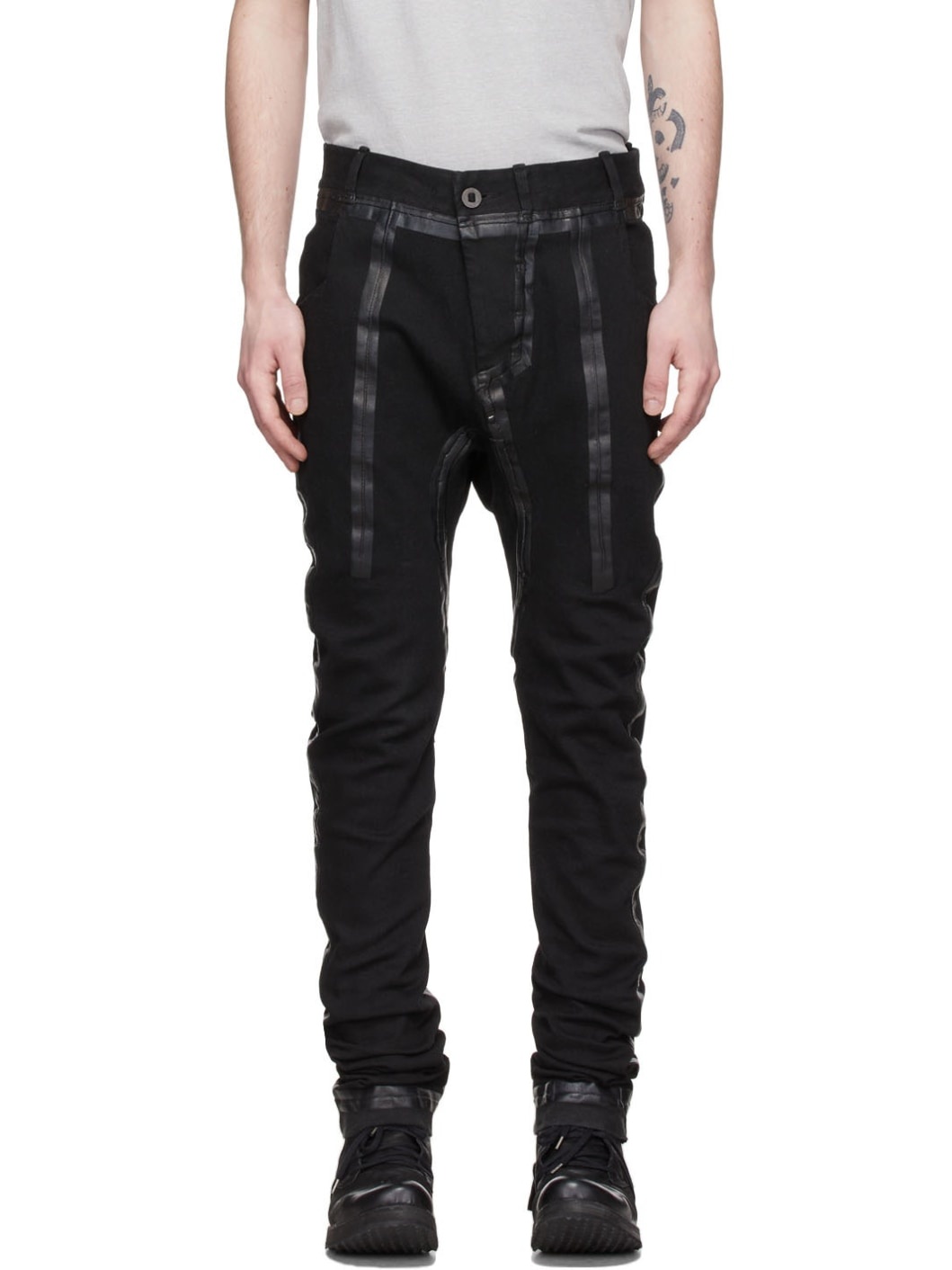 Black P14 Seam Taped Jeans - 1