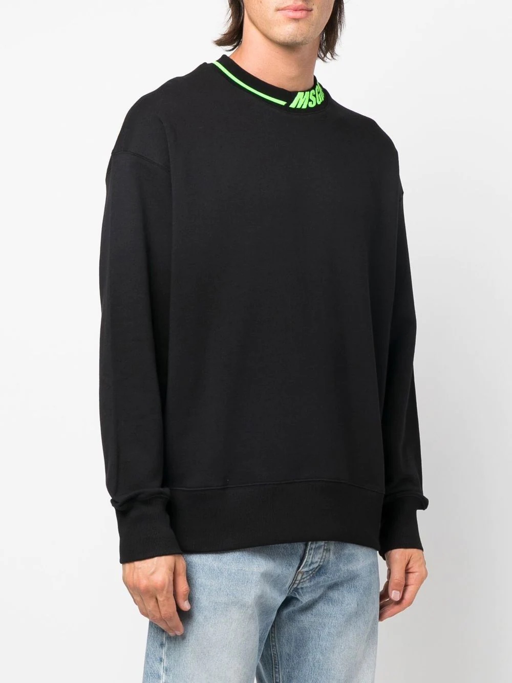 logo-collar cotton sweatshirt - 3