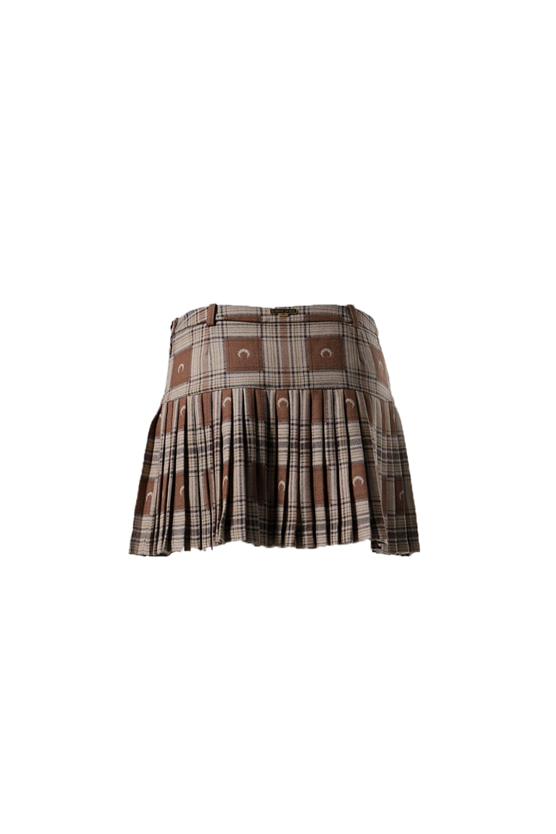 MOON CHECKS JACQUARD PLEATED SKIRT / BRW - 6
