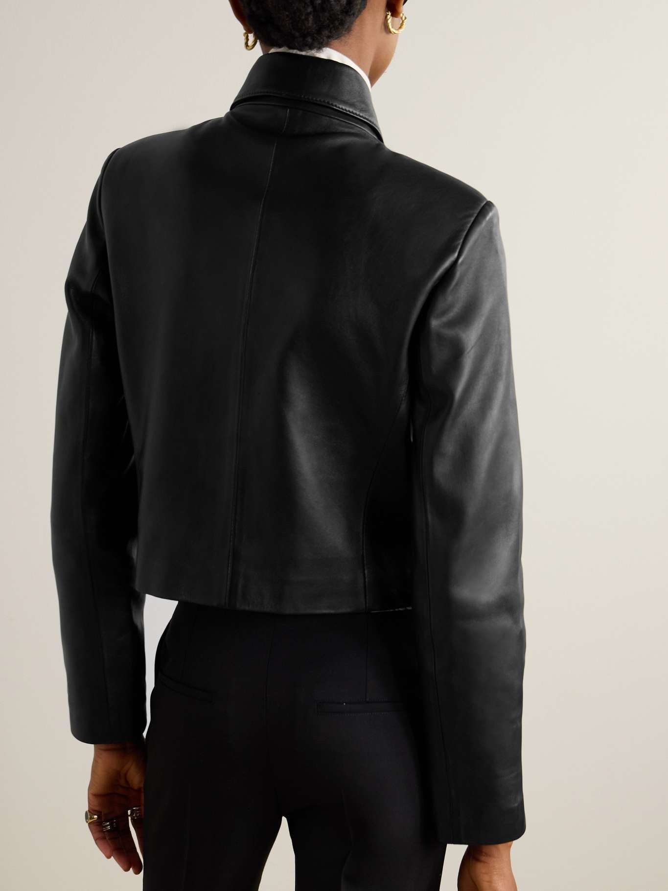 Bleeker cropped paneled leather jacket Black - 4